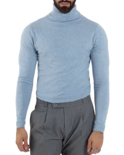 Maglioncino Uomo Collo Alto Maglia Rasata Dolcevita Basic Polvere M2535A