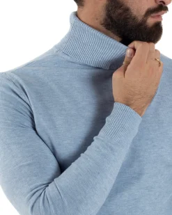 Maglioncino Uomo Collo Alto Maglia Rasata Dolcevita Basic Polvere M2535A
