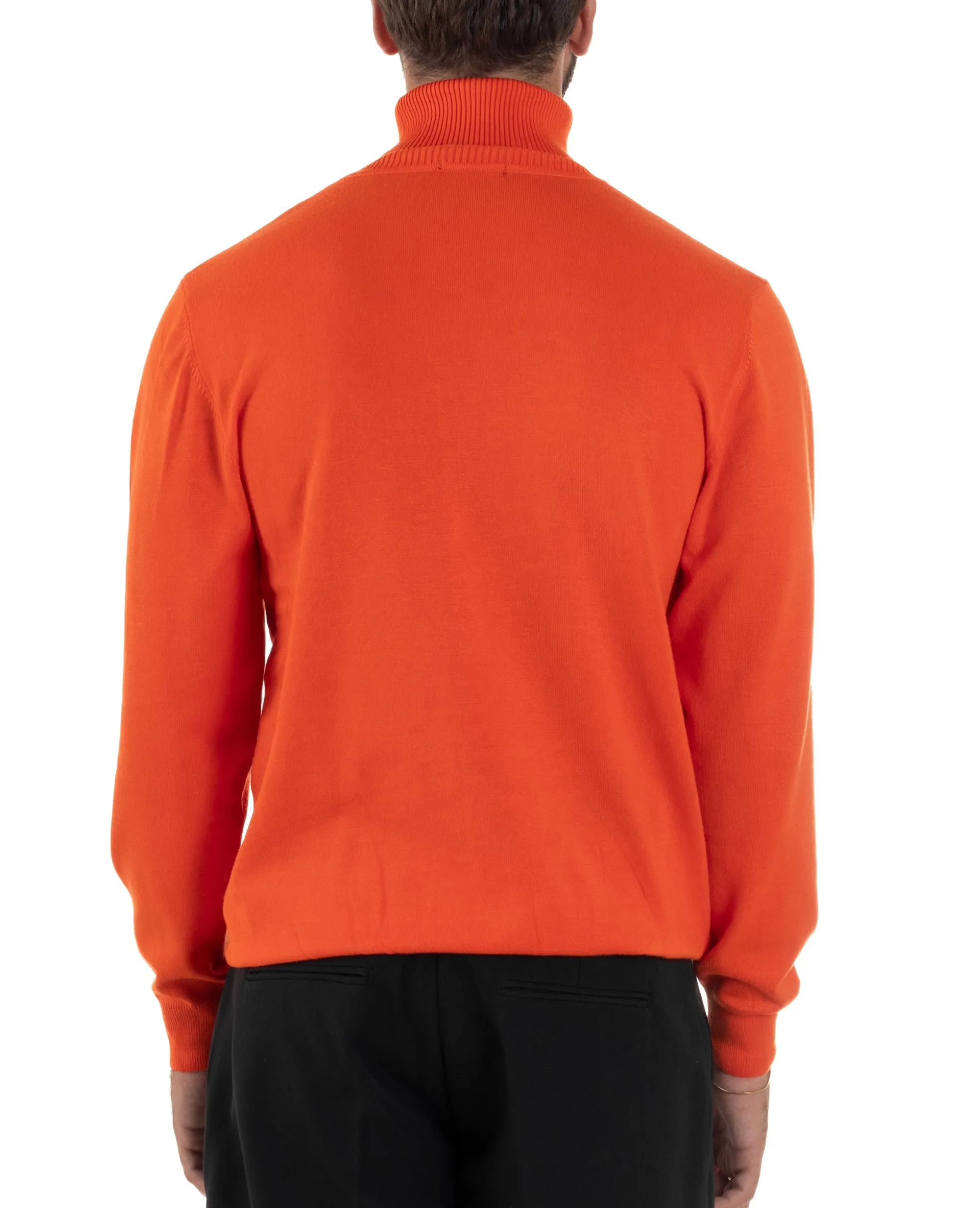 Maglioncino Uomo Collo Alto Maglia Rasata Dolcevita Basic Arancione M2549A
