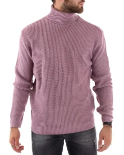 Maglioncino Uomo Collo Alto Maglia Inglese Dolcevita Basic Glicine M2342A