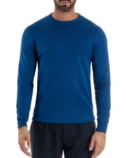 Maglioncino Uomo Girocollo Maglia Rasata Basic Blu Royal M2502A