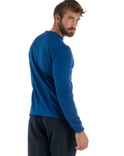 Maglioncino Uomo Girocollo Maglia Rasata Basic Blu Royal M2502A