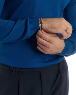 Maglioncino Uomo Girocollo Maglia Rasata Basic Blu Royal M2502A