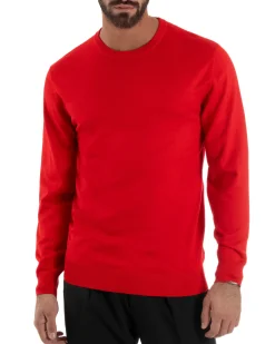 Maglioncino Uomo Girocollo Maglia Rasata Basic Rosso M2498A
