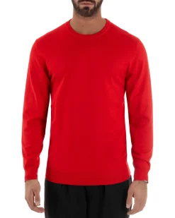 Maglioncino Uomo Girocollo Maglia Rasata Basic Rosso M2498A