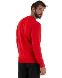 Maglioncino Uomo Girocollo Maglia Rasata Basic Rosso M2498A
