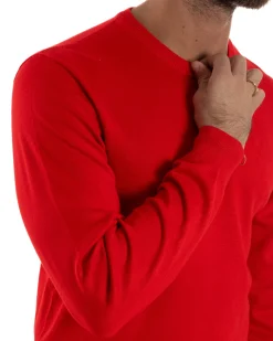 Maglioncino Uomo Girocollo Maglia Rasata Basic Rosso M2498A