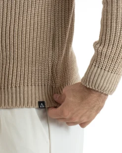 Maglioncino Uomo Girocollo Maglia Inglese Basic Beige M2745A