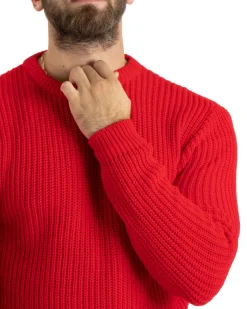 Maglioncino Uomo Girocollo Maglia Inglese Basic Rosso M2753A