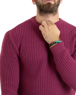 Maglioncino Uomo Girocollo Maglia Inglese Basic Magenta M2750A