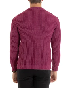Maglioncino Uomo Girocollo Maglia Inglese Basic Magenta M2750A
