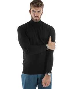 Maglioncino Uomo Maglia Mezzo Collo Sottogiacca Nero M2567A