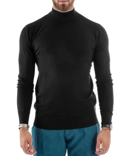 Maglioncino Uomo Maglia Mezzo Collo Sottogiacca Nero M2567A