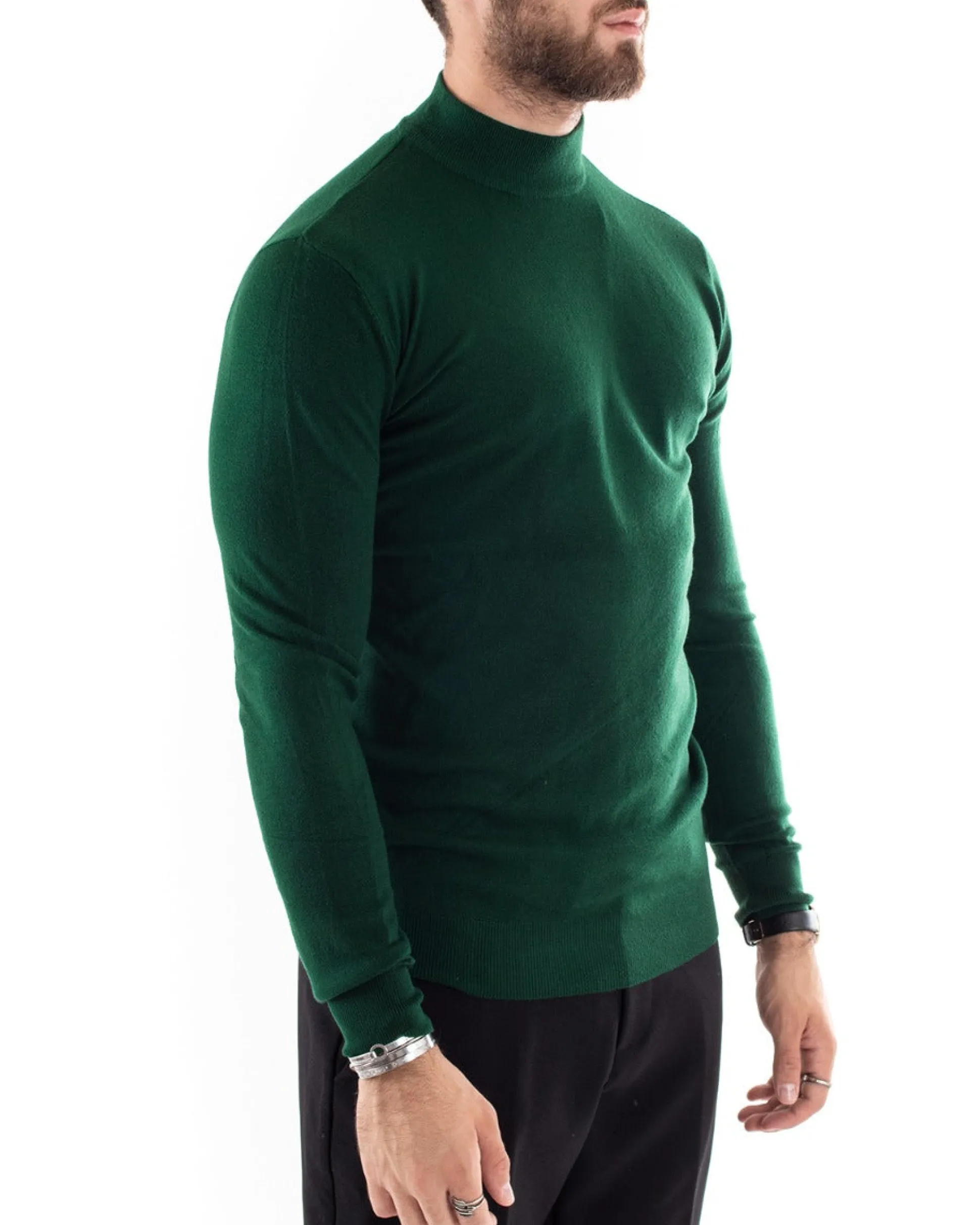 Maglioncino Uomo Maglia Mezzo Collo Sottogiacca Verde Bottiglia M2566A