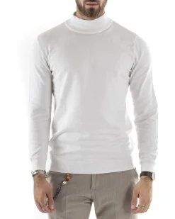 Maglioncino Uomo Maglia Mezzo Collo Sottogiacca Bianco M2569A