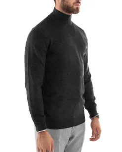Maglioncino Uomo Maglia Mezzo Collo Sottogiacca Grigio Scuro M2558A
