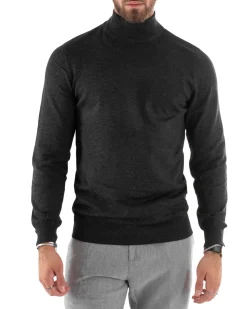 Maglioncino Uomo Maglia Mezzo Collo Sottogiacca Grigio Scuro M2558A