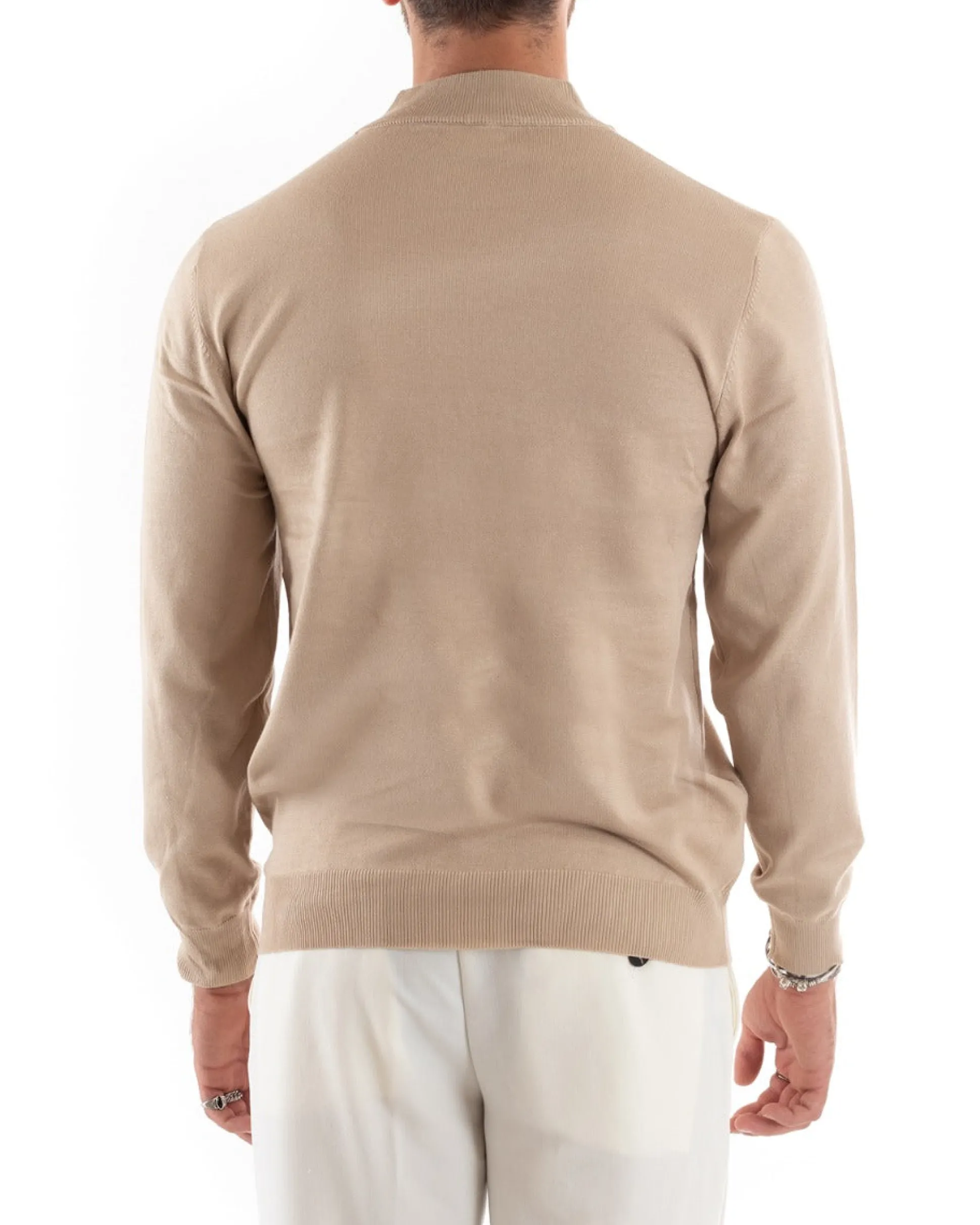 Maglioncino Uomo Maglia Mezzo Collo Sottogiacca Beige M2560A