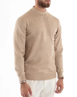 Maglioncino Uomo Maglia Mezzo Collo Sottogiacca Beige M2560A
