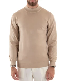 Maglioncino Uomo Maglia Mezzo Collo Sottogiacca Beige M2560A
