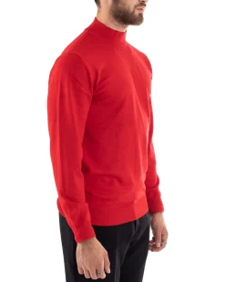 Maglioncino Uomo Maglia Mezzo Collo Sottogiacca Rosso M2564A