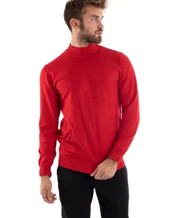 Maglioncino Uomo Maglia Mezzo Collo Sottogiacca Rosso M2564A