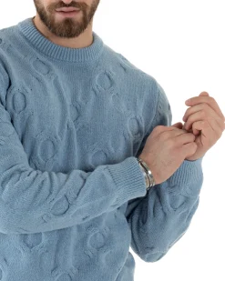 Maglione Uomo Girocollo Maglia Maglioncino Intrecciato Cerchi Polvere GIOSAL-M2798A