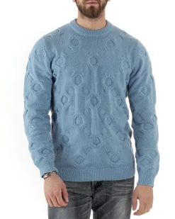 Maglione Uomo Girocollo Maglia Maglioncino Intrecciato Cerchi Polvere GIOSAL-M2798A