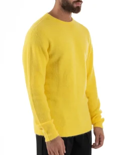 Maglione Uomo Lana Girocollo Regular Fit Basic Giallo BERNA M252037
