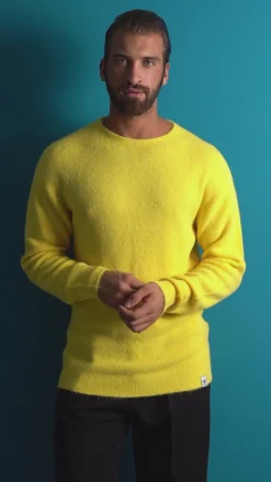 Maglione Uomo Lana Girocollo Regular Fit Basic Giallo BERNA M252037