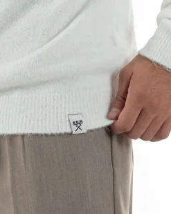 Maglione Uomo Lana Girocollo Regular Fit Basic Bianco BERNA M252037