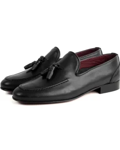 Mocassini College Uomo Con Nappine Scarpe Classiche Ecopelle Morbida Eleganti Cerimonia Suola Di Cuoio Con Ovalino Antiscivolo Casual Nero GIOSAL-S1282A
