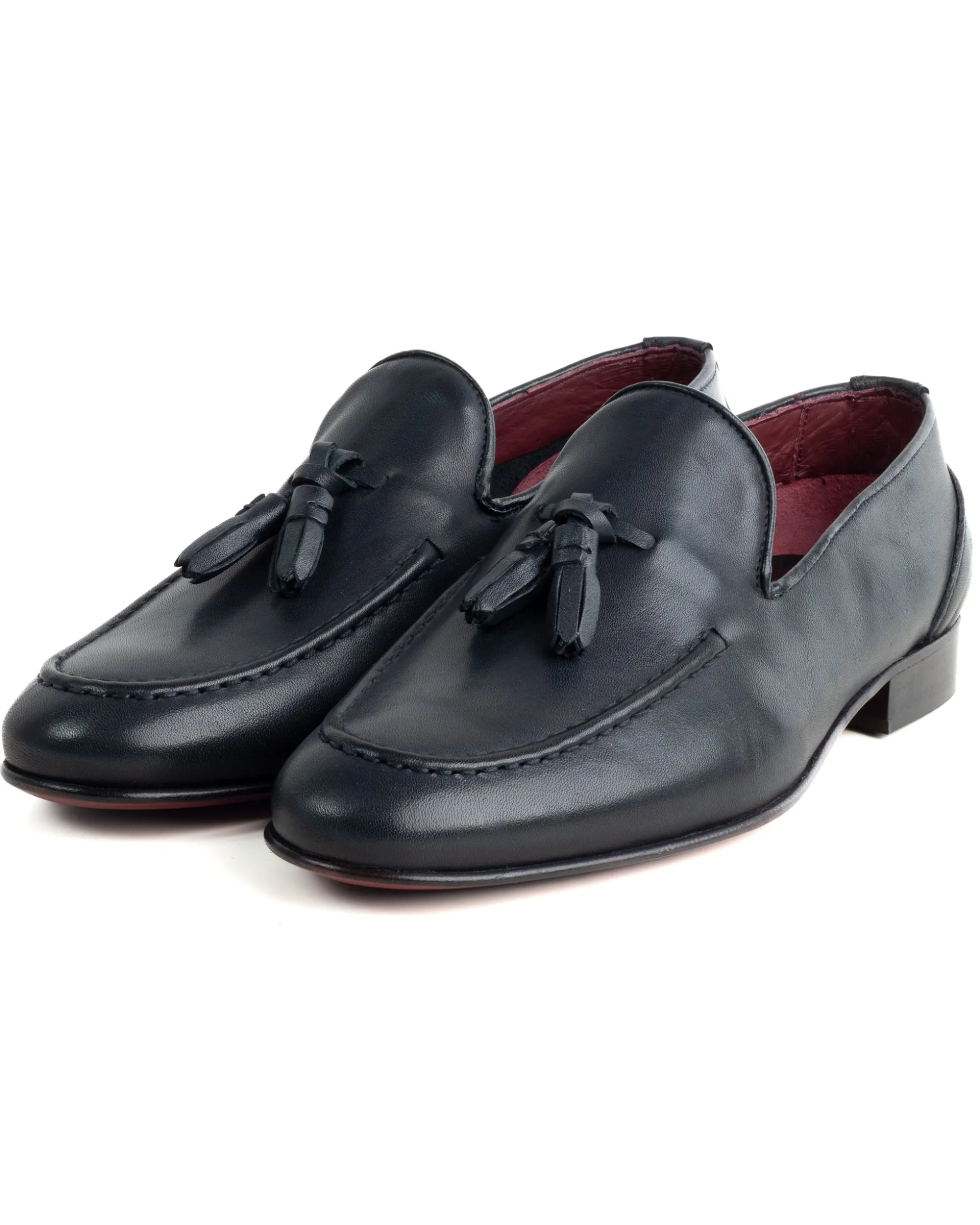 Mocassini College Uomo Con Nappine Scarpe Classiche Ecopelle Morbida Eleganti Cerimonia Suola Di Cuoio Con Ovalino Antiscivolo Casual Blu GIOSAL-S1281A