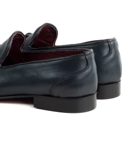 Mocassini College Uomo Con Nappine Scarpe Classiche Ecopelle Morbida Eleganti Cerimonia Suola Di Cuoio Con Ovalino Antiscivolo Casual Blu GIOSAL-S1281A