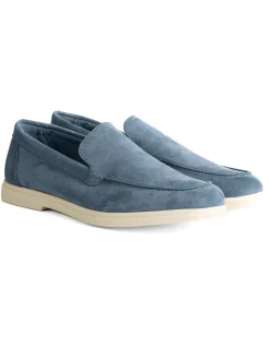 Mocassini college uomo scarpe camoscio eleganti cerimonia suola di gomma denim GIOSAL-S1324A