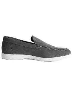 Mocassini college uomo scarpe camoscio eleganti cerimonia suola di gomma grigio GIOSAL-S1323A