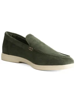 Mocassini college uomo scarpe camoscio eleganti cerimonia suola di gomma verde GIOSAL-S1318A