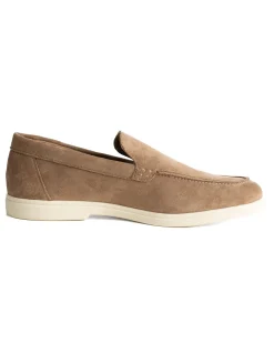 Mocassini college uomo scarpe camoscio eleganti cerimonia suola di gomma beige GIOSAL-S1312A
