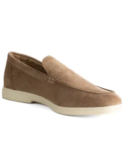 Mocassini college uomo scarpe camoscio eleganti cerimonia suola di gomma beige GIOSAL-S1312A