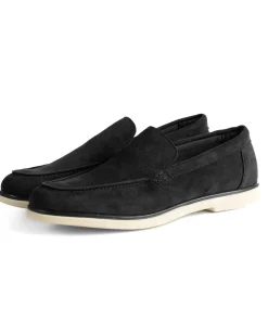 Mocassini college uomo scarpe camoscio eleganti cerimonia suola di gomma nero GIOSAL-S1311A