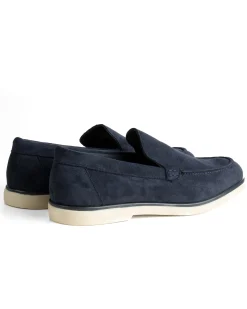 Mocassini college uomo scarpe camoscio eleganti cerimonia suola di gomma blu GIOSAL-S1313A
