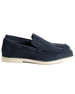 Mocassini college uomo scarpe camoscio eleganti cerimonia suola di gomma blu GIOSAL-S1313A