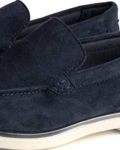 Mocassini college uomo scarpe camoscio eleganti cerimonia suola di gomma blu GIOSAL-S1313A