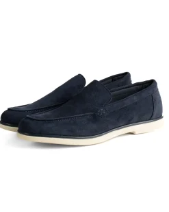 Mocassini college uomo scarpe camoscio eleganti cerimonia suola di gomma blu GIOSAL-S1313A