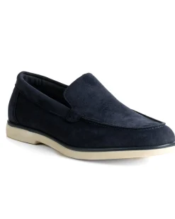 Mocassini college uomo scarpe camoscio eleganti cerimonia suola di gomma blu GIOSAL-S1313A