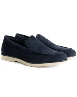 Mocassini college uomo scarpe camoscio eleganti cerimonia suola di gomma blu GIOSAL-S1313A