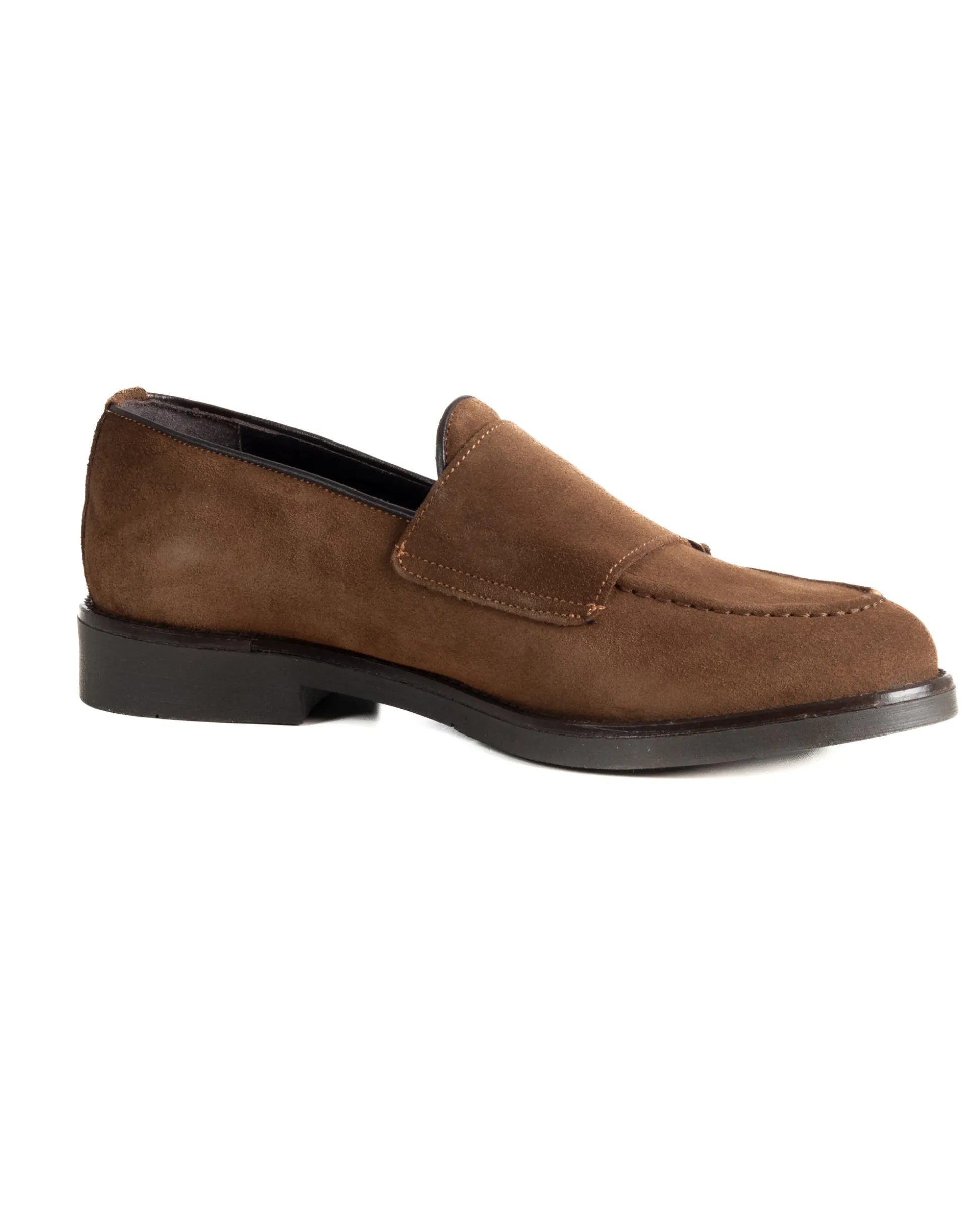 Mocassini Doppia Fibbia Uomo Scarpe Camoscio Eleganti Cerimonia Suola Gomma Casual Tabacco GIOSAL-S1287A
