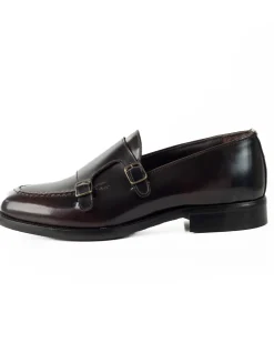 Mocassini Doppia Fibbia Uomo Scarpe Ecopelle Abrasivate Lucide Eleganti Cerimonia Suola Di Cuoio Casual Marrone GIOSAL-S1264A