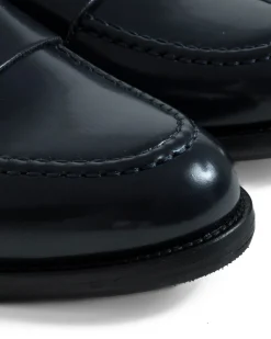 Mocassini Doppia Fibbia Uomo Scarpe Ecopelle Abrasivate Lucide Eleganti Cerimonia Suola Di Cuoio Casual Blu GIOSAL-S1263A