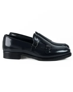 Mocassini Doppia Fibbia Uomo Scarpe Ecopelle Abrasivate Lucide Eleganti Cerimonia Suola Di Cuoio Casual Blu GIOSAL-S1263A
